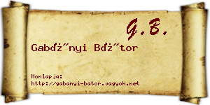 Gabányi Bátor névjegykártya